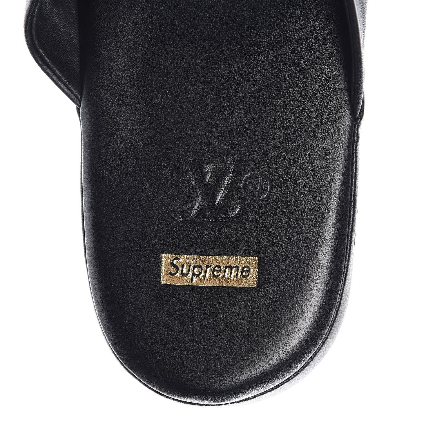Louis Vuitton X SUPREME Lambskin Mens Hugh Slippers 8 Black 6 of 11