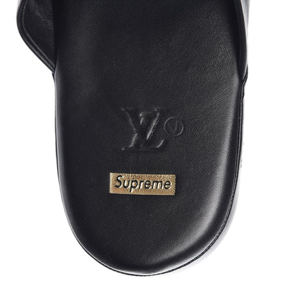 Louis Vuitton X SUPREME Lambskin Mens Hugh Slippers 8 Black 6 of 11