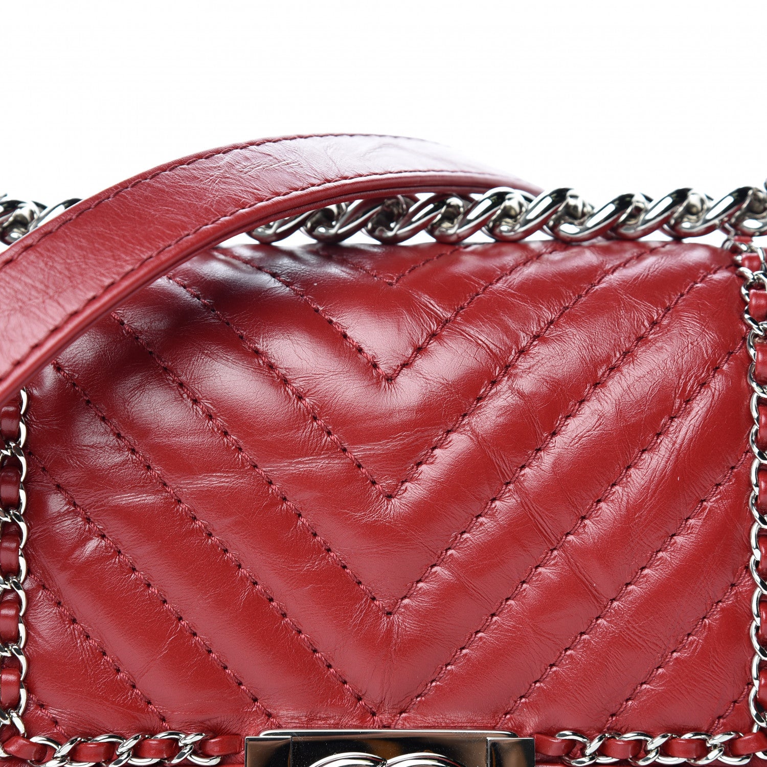 Chanel Aged Calfskin Chevron Small Jacket Boy Flap Red 8 of 10