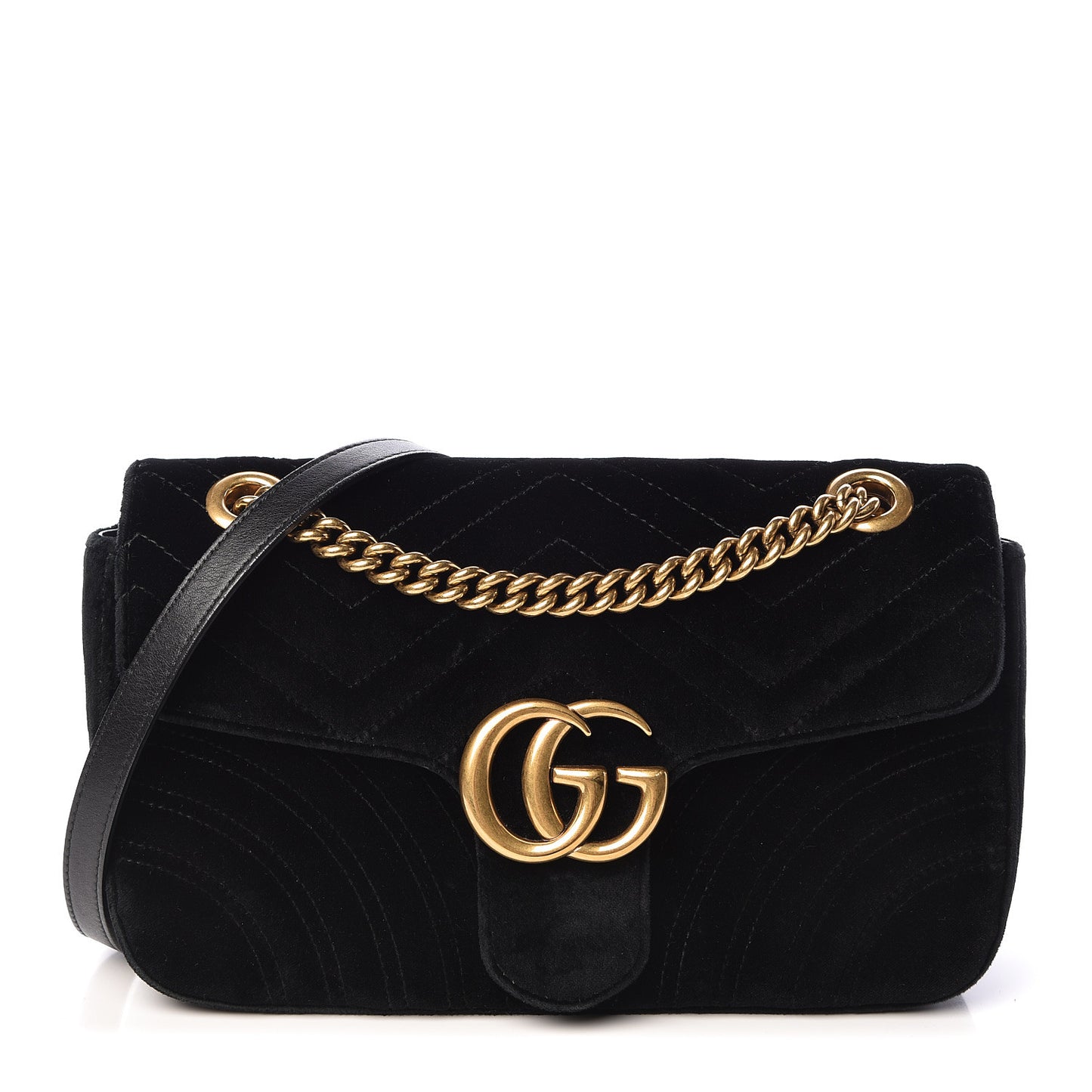 Velvet Matelasse Small GG Marmont Shoulder Bag Black
