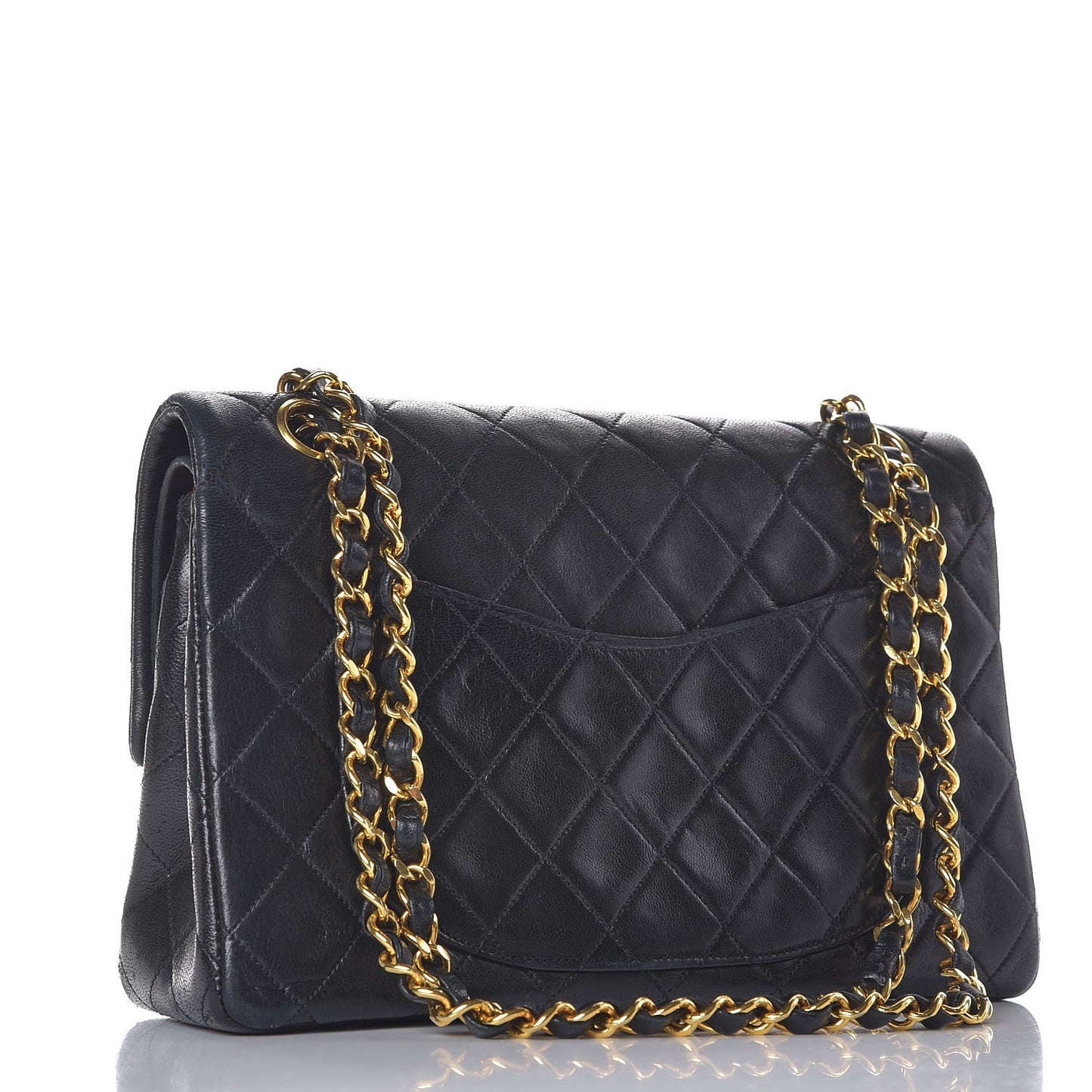 Lambskin Quilted Small Double Flap Black
