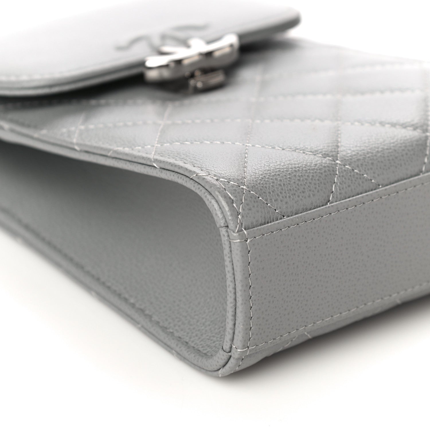 Chanel Grained Calfskin Quilted CC Box Clutch With Chain Grey 10 of 14
