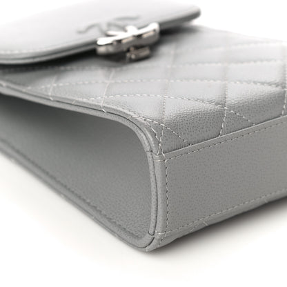 Chanel Grained Calfskin Quilted CC Box Clutch With Chain Grey 10 of 14
