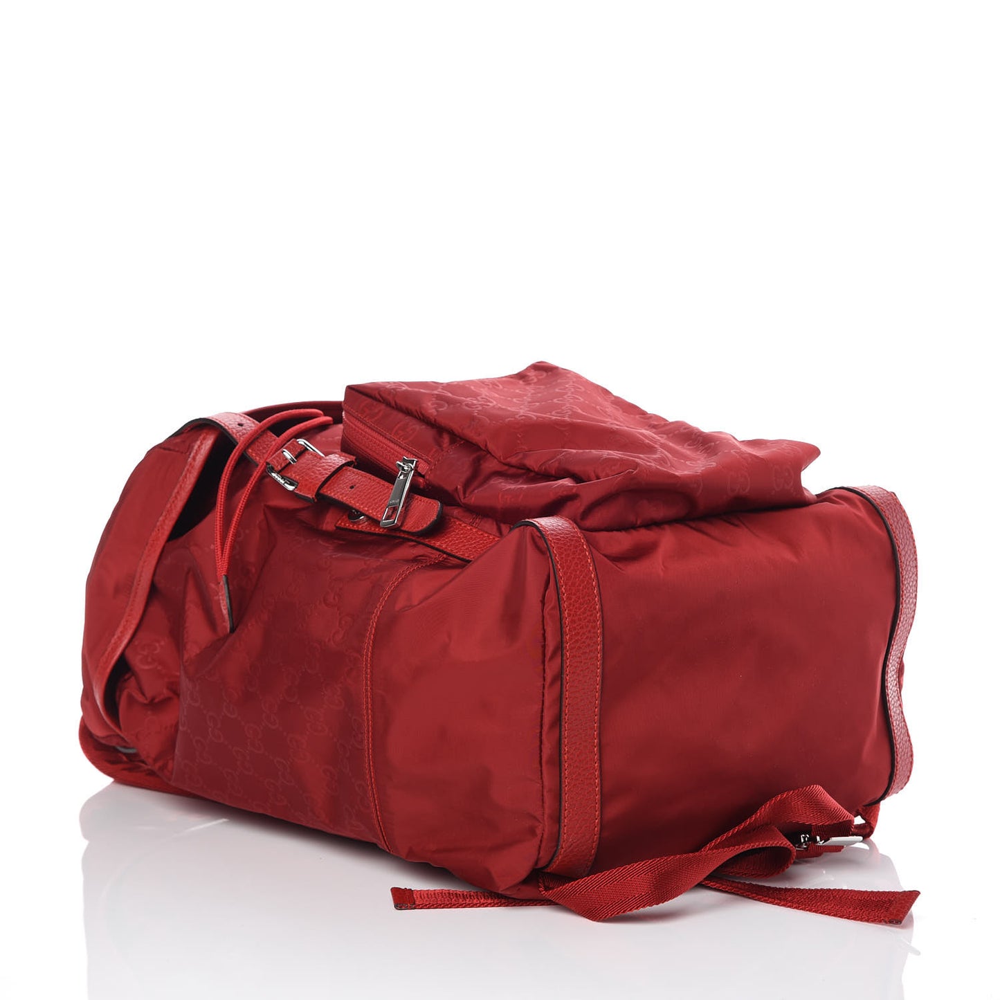 Nylon Monogram Dollar Calfskin Medium Light Double Buckle Backpack Vibrant Red