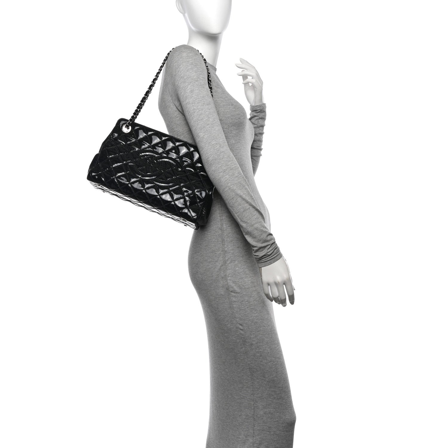 Chanel Patent Quilted Timeless CC Shopping Tote Black 2 of 12