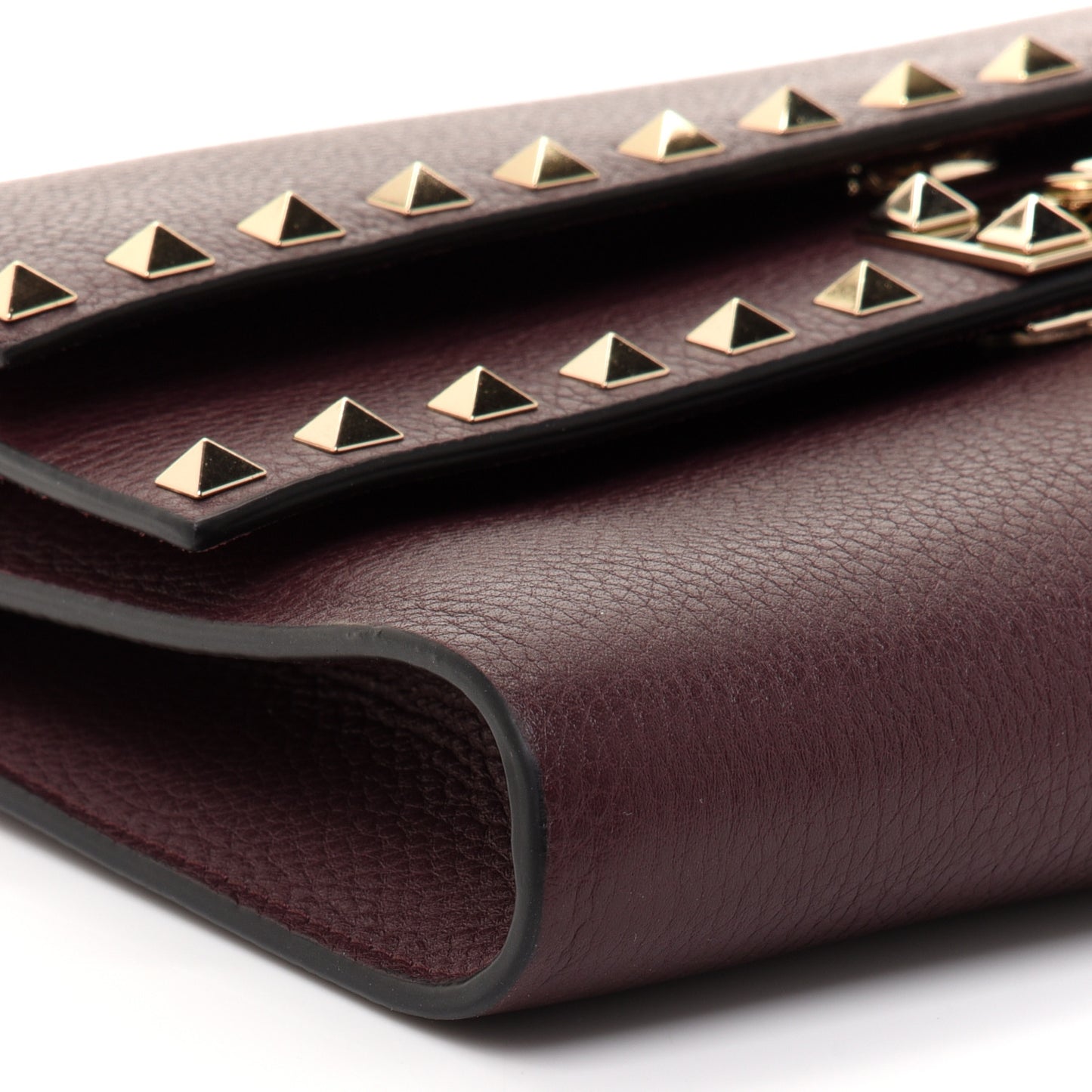 Pebbled Calfskin Rockstud Double Flap Crossbody Bag Rubin