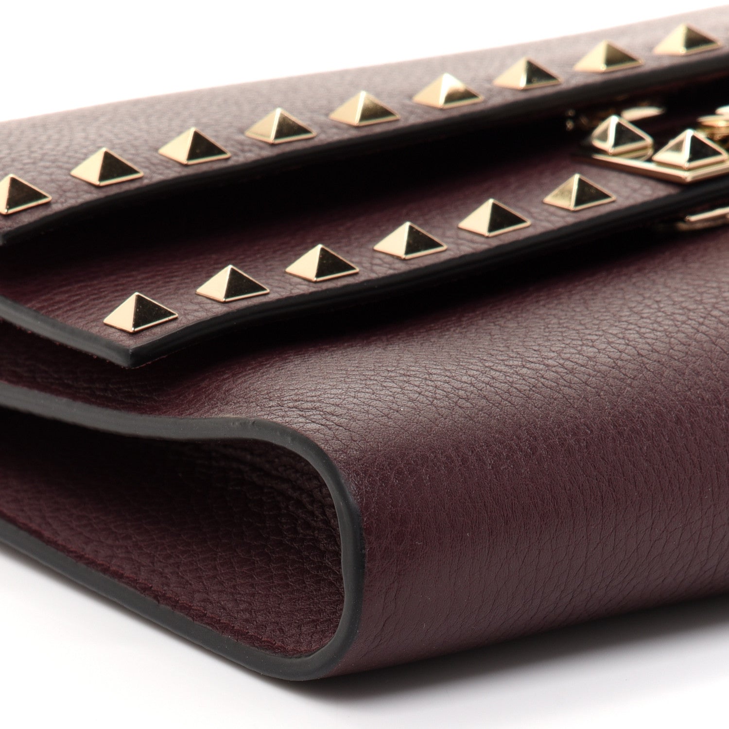 Valentino Garavani Pebbled Calfskin Rockstud Double Flap Crossbody Bag Rubin 8 of 9