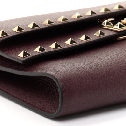 Valentino Garavani Pebbled Calfskin Rockstud Double Flap Crossbody Bag Rubin 8 of 9