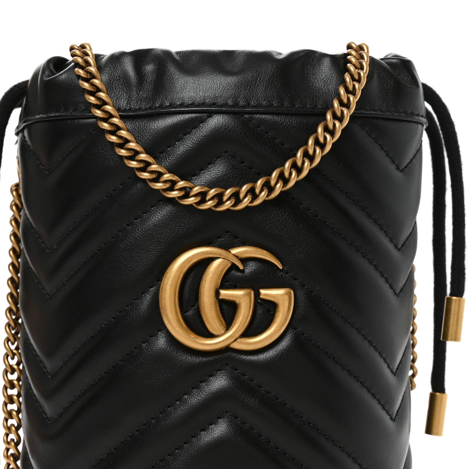 Gucci Calfskin Matelasse Mini GG Marmont 2.0 Bucket Bag Black 8 of 11
