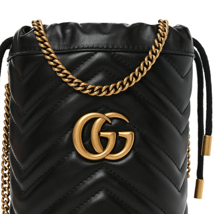 Gucci Calfskin Matelasse Mini GG Marmont 2.0 Bucket Bag Black 8 of 11