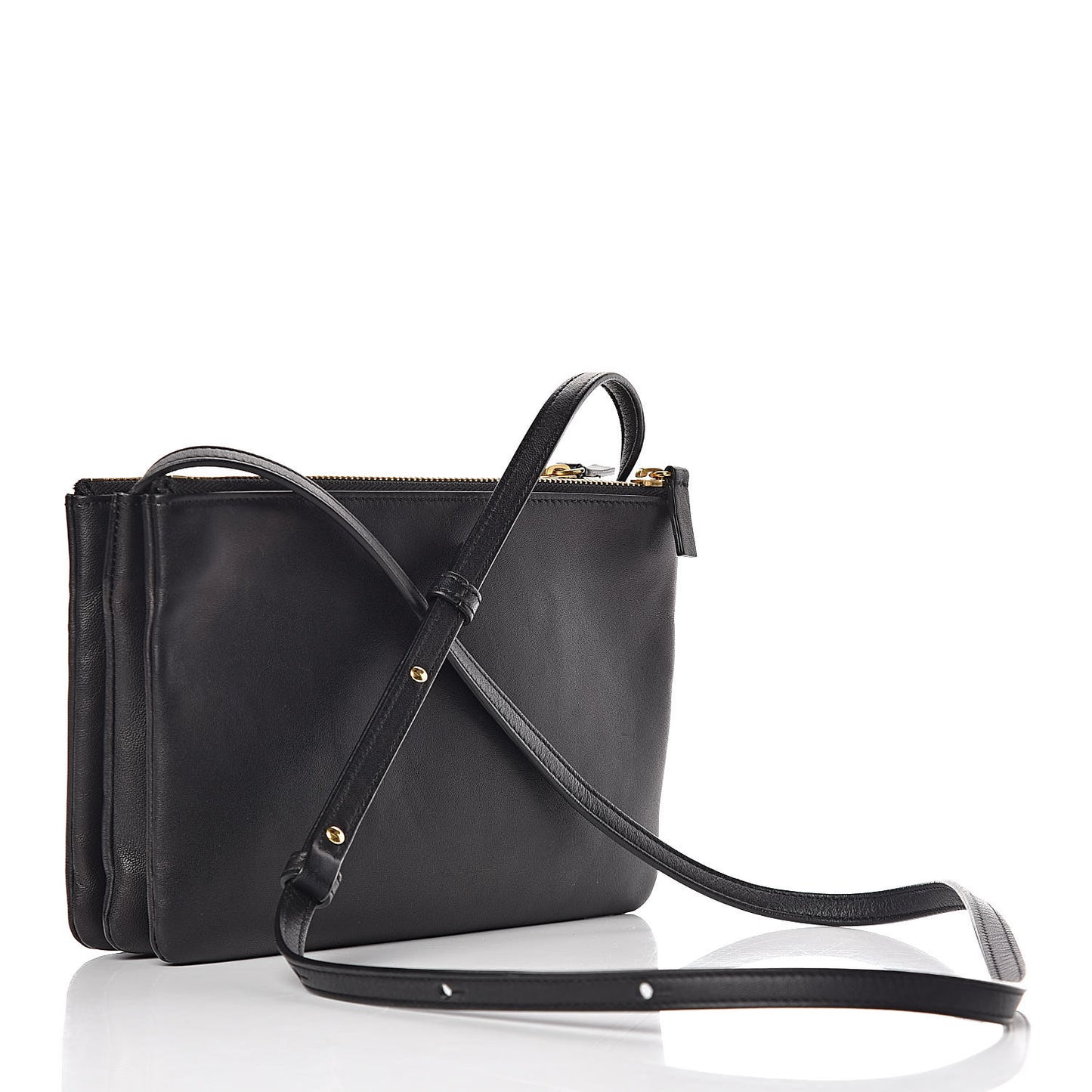 Lambskin Small Trio Crossbody Bag Black
