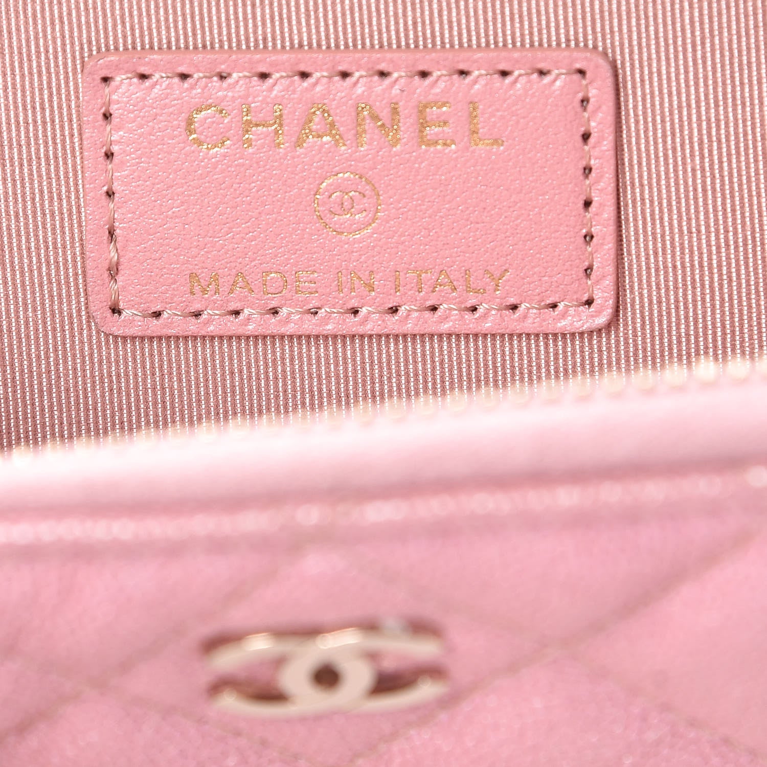 Chanel Iridescent Caviar Quilted Zipped Key Holder Case Rose Pink 6 of 8