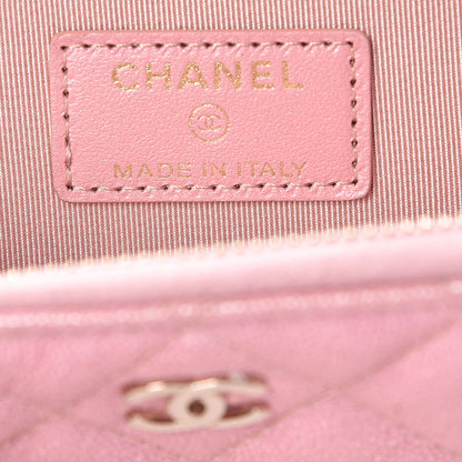 Chanel Iridescent Caviar Quilted Zipped Key Holder Case Rose Pink 6 of 8