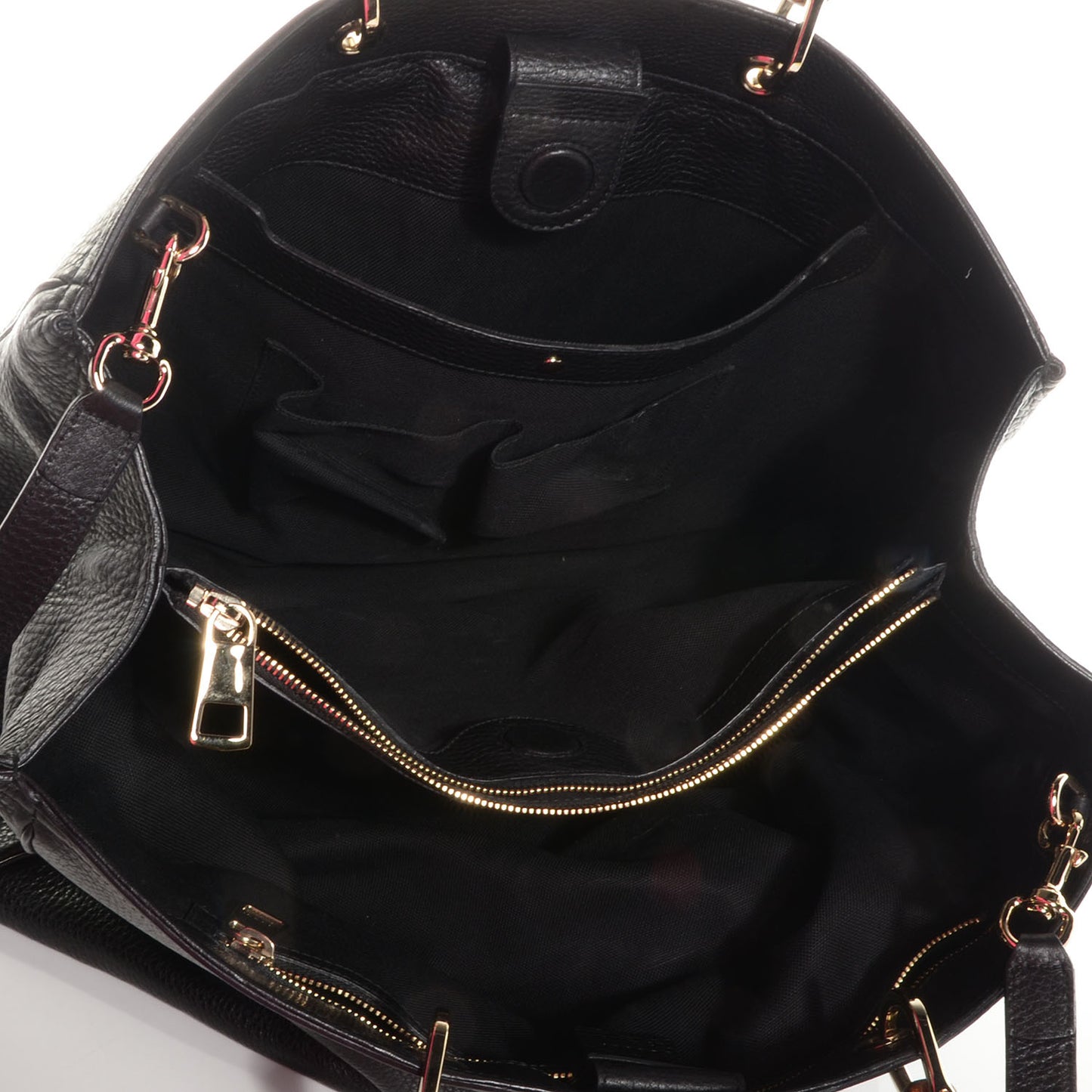 Leather Large Bamboo Shopper Tote Black