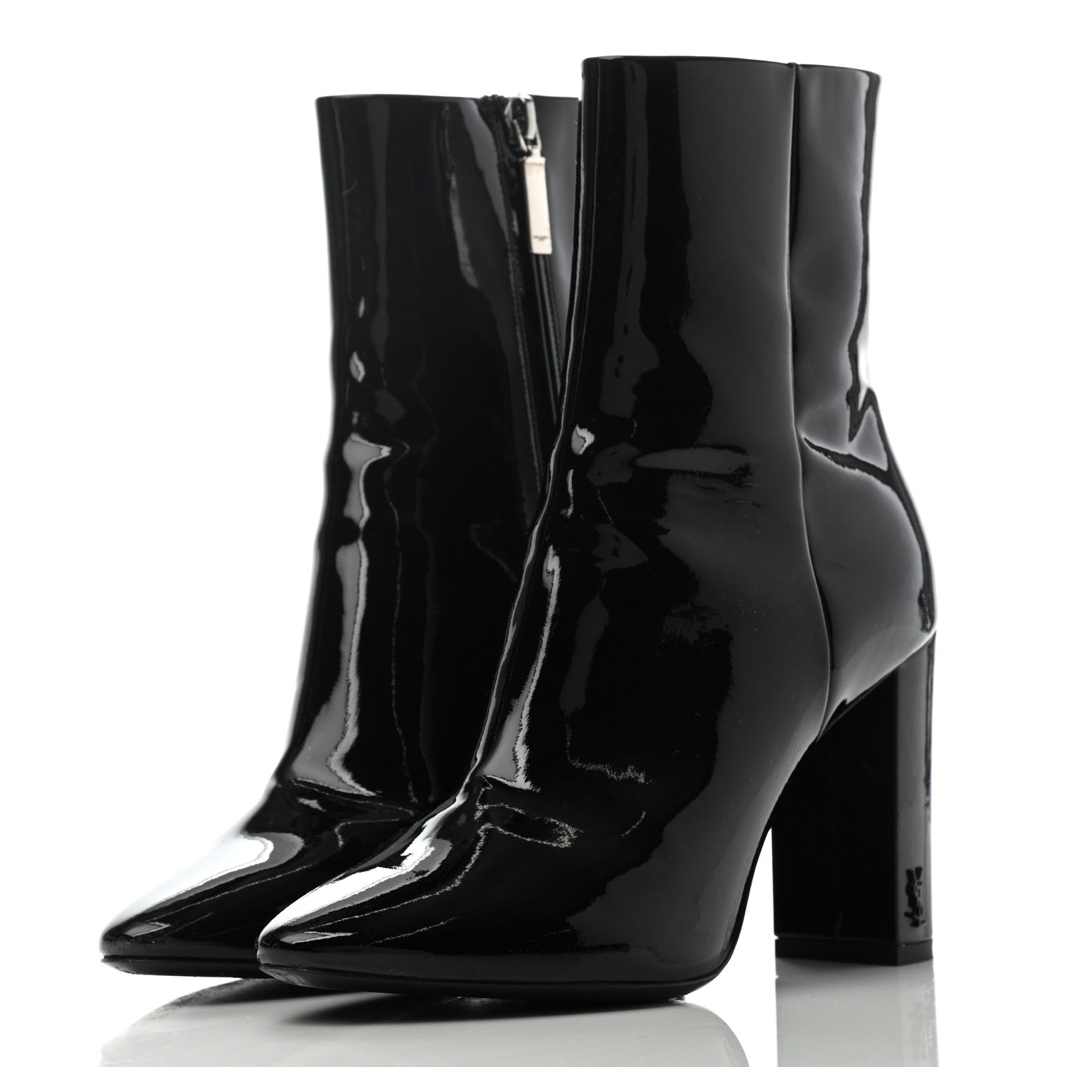 Saint Laurent Patent Loulou 95 Ankle Zip Boot 36.5 Black 3 of 8
