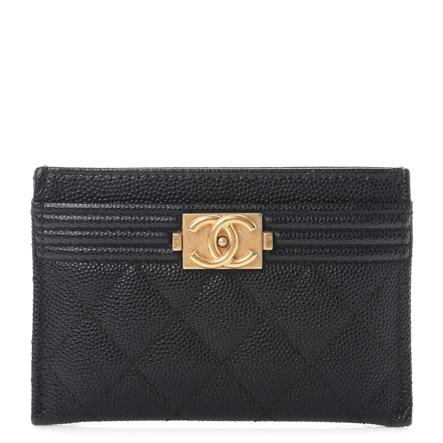 Caviar Quilted Boy Card Holder Black
