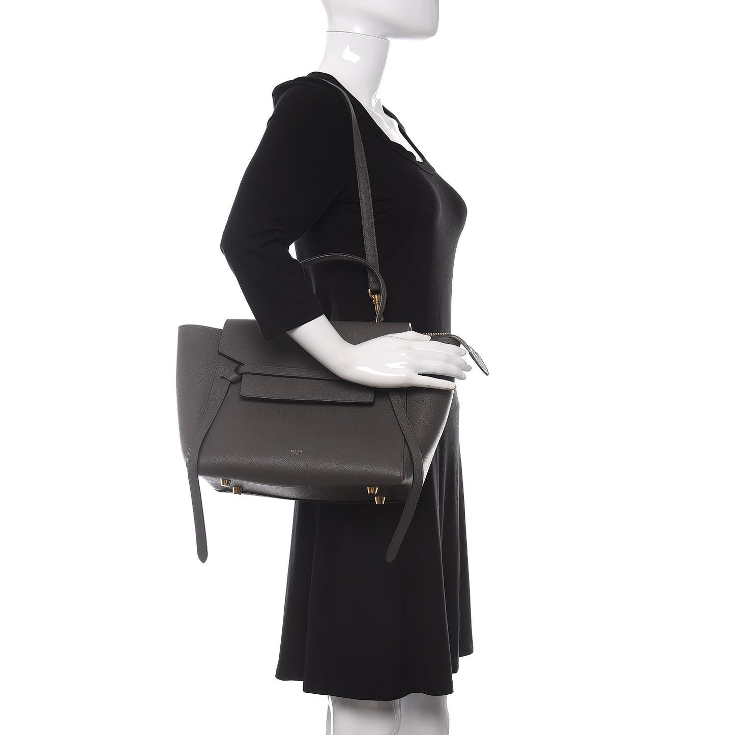 Grained Calfskin Mini Belt Bag Grey