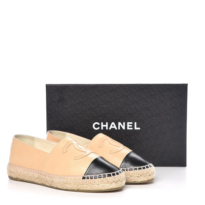 Chanel Lambskin CC Espadrilles 36 Beige Black 13 of 13