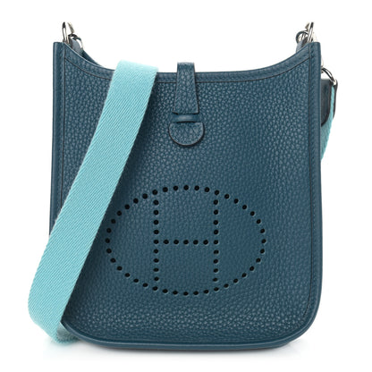 Hermes Taurillon Clemence Amazone Evelyne TPM Colvert Bleu Atoll 1 of 9