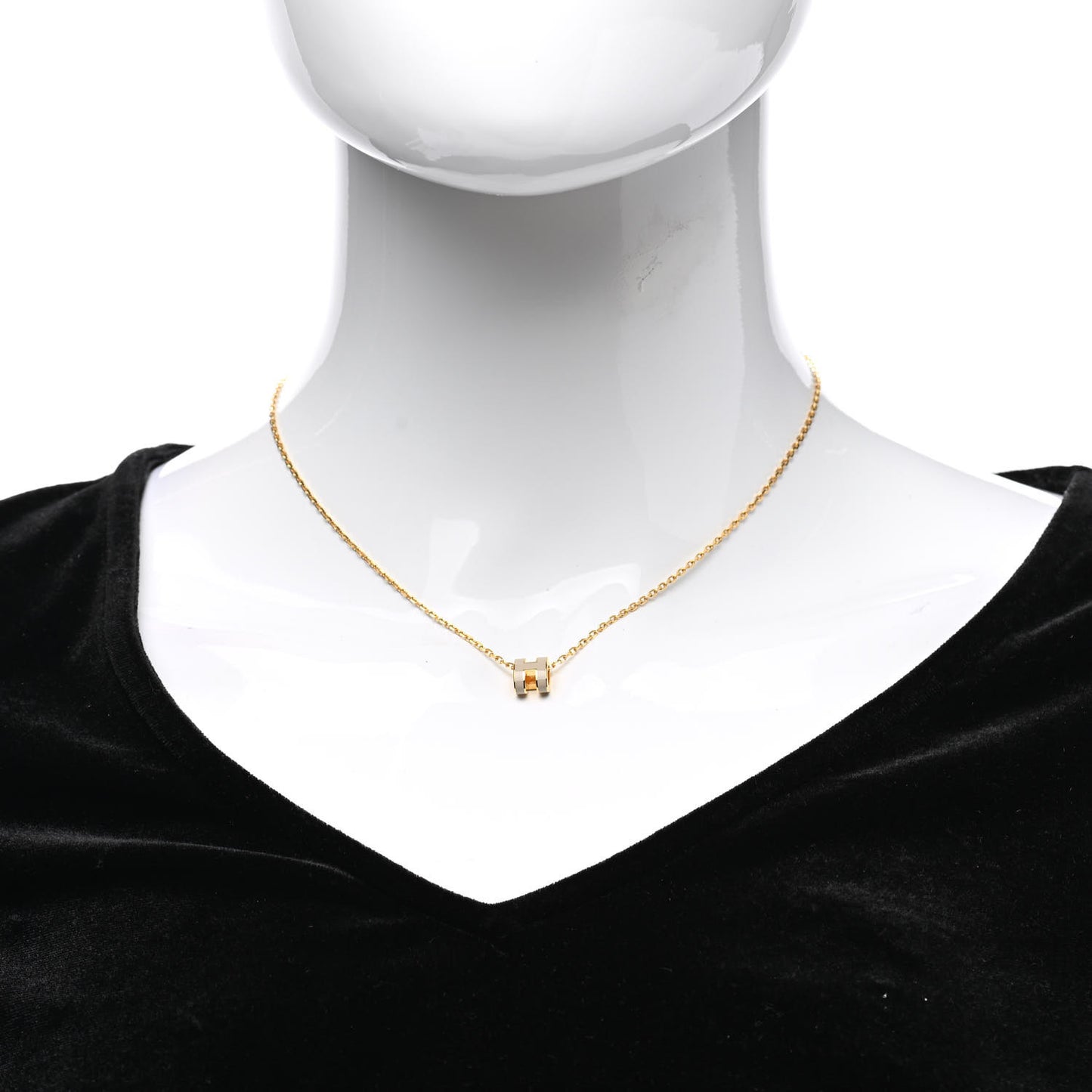 Lacquered Gold Mini Pop H Pendant Necklace Marron Glace