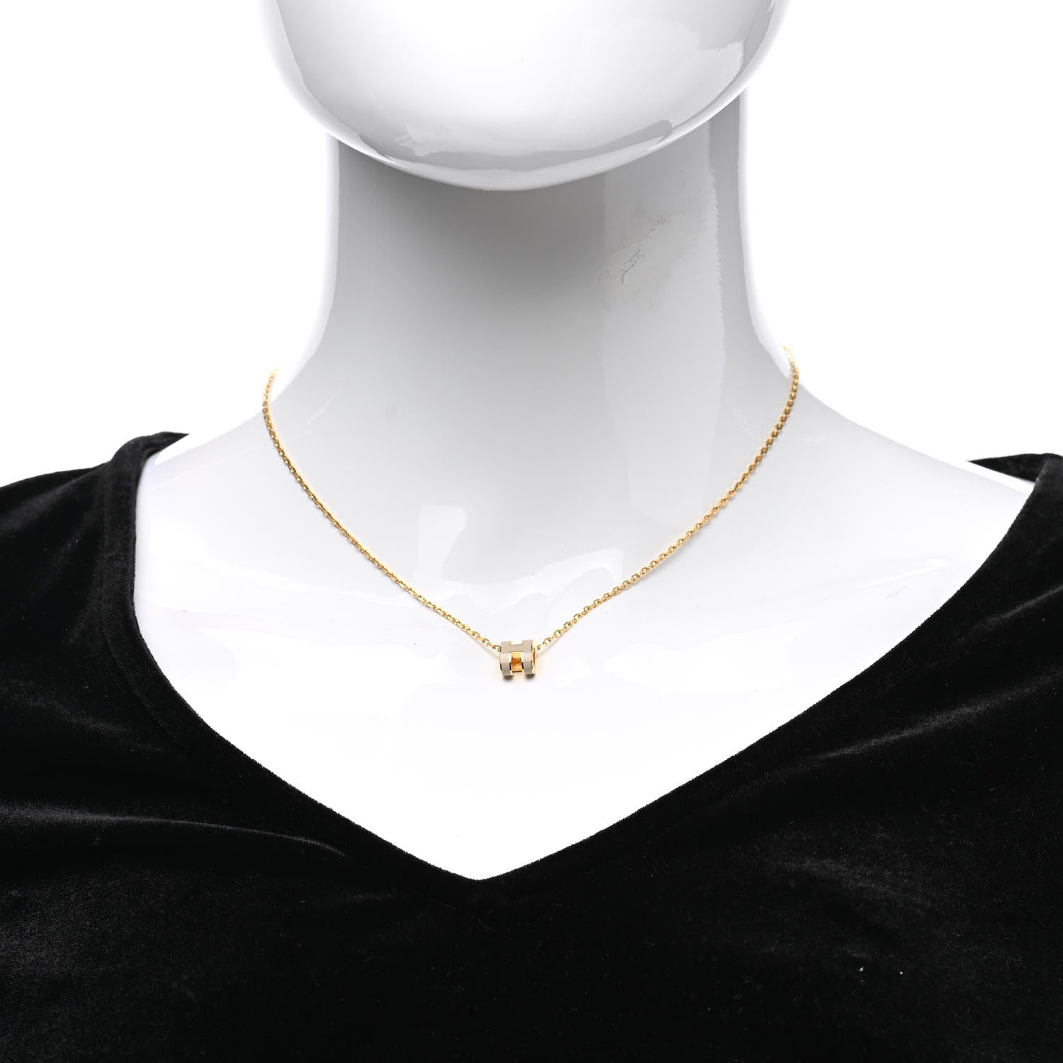 Hermes Lacquered Gold Mini Pop H Pendant Necklace Marron Glace 2 of 7