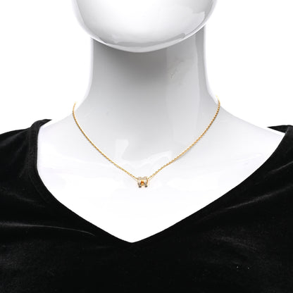 Hermes Lacquered Gold Mini Pop H Pendant Necklace Marron Glace 2 of 7