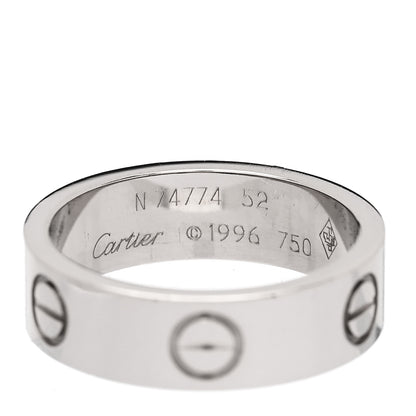 Cartier 18K White Gold 5.5mm LOVE Ring 52 6 4 of 5