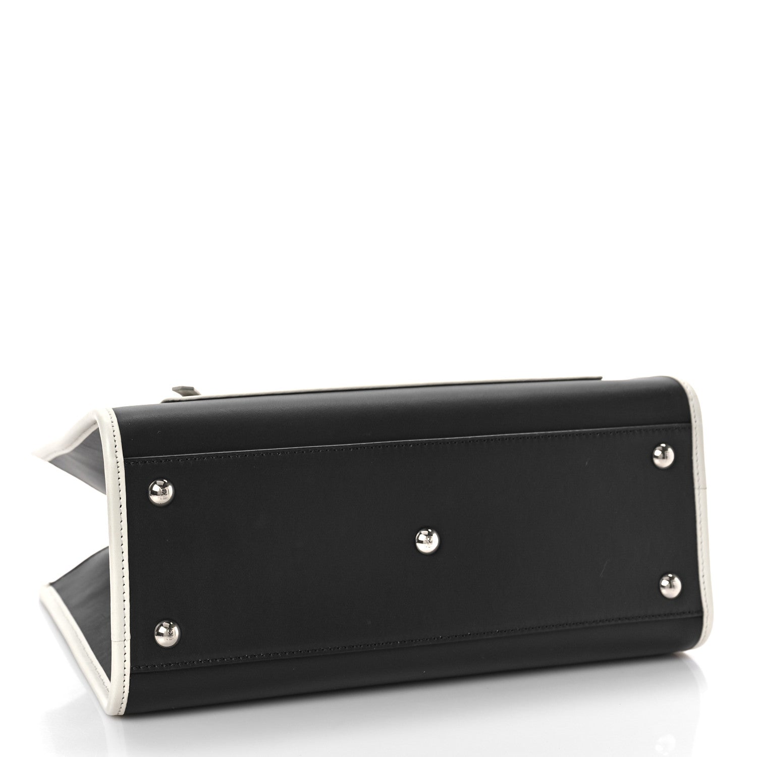 Fendi Vitello Century Opaco F is Fendi Bi-Color Small Runaway Satchel Black White Ice 4 of 8