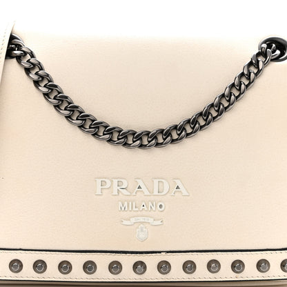 Prada Vitello Studded Crossbody White Black 7 of 9