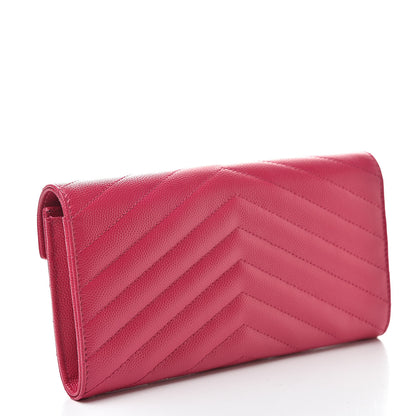 Saint Laurent Grain De Poudre Matelasse Chevron Monogram Flap Wallet Bubblegum 3 of 9