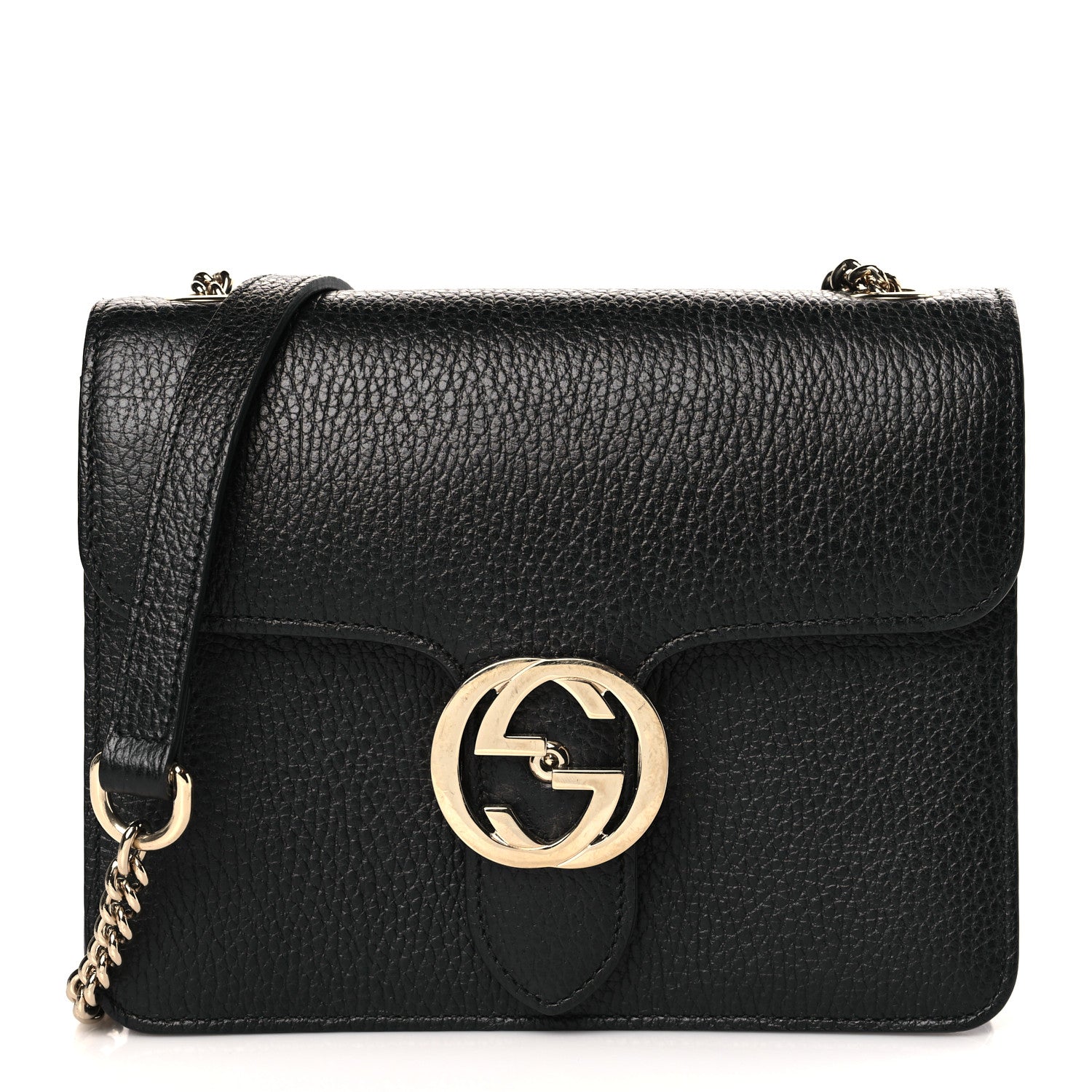 Gucci Dollar Calfskin Small Interlocking G Shoulder Bag Black 1 of 9