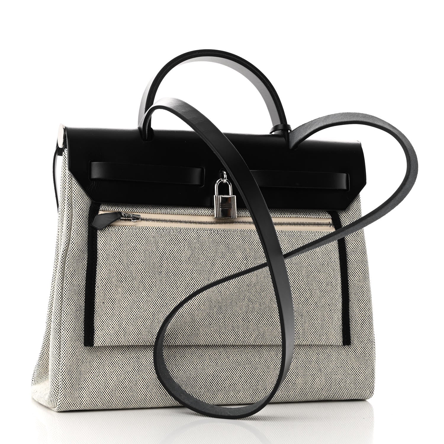 Hermes Vache Hunter Toile H Pegase Pop Herbag Zip Retourne 31 PM Bleu Indigo Ecru Black 4 of 11