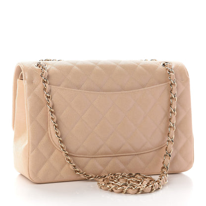 Chanel Iridescent Caviar Quilted Jumbo Double Flap Beige 3 of 9