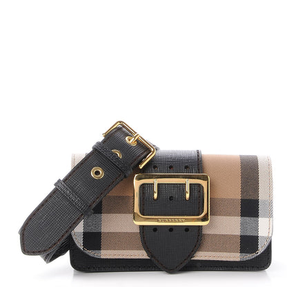 Burberry House Check Bridle Calfskin Small Buckle Bag Black 1 of 9