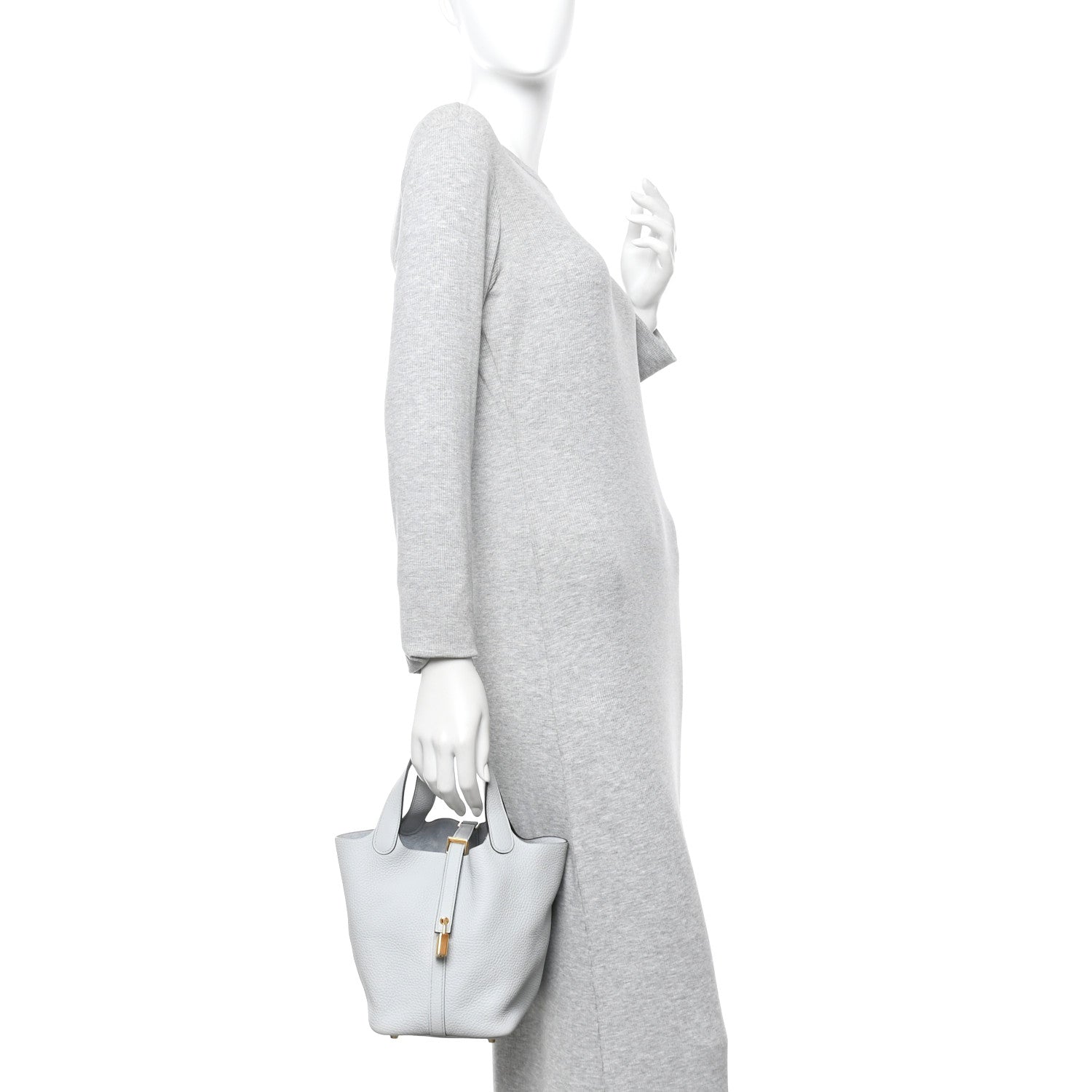 Hermes Taurillon Clemence Picotin Lock 18 PM Bleu Pale 2 of 11