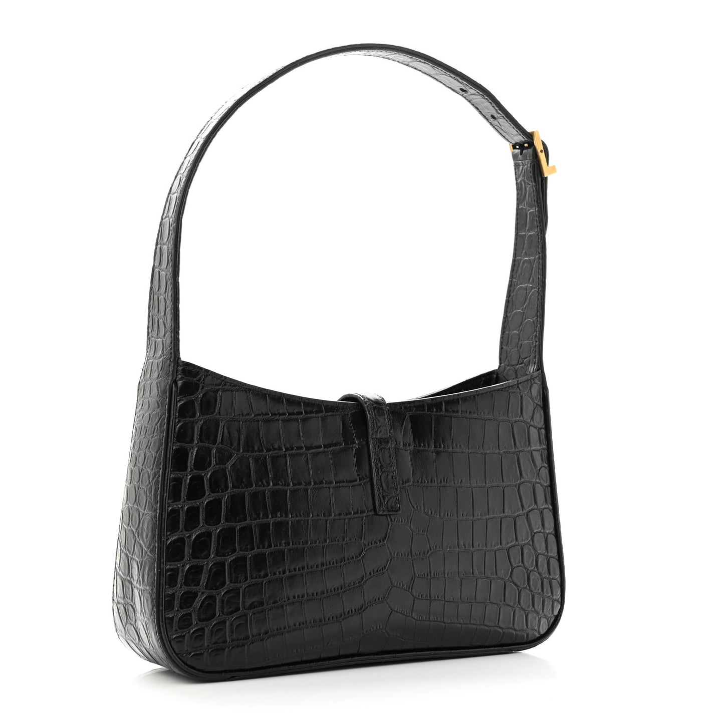 Calfskin Crocodile Embossed LE 5 A 7 Hobo Black