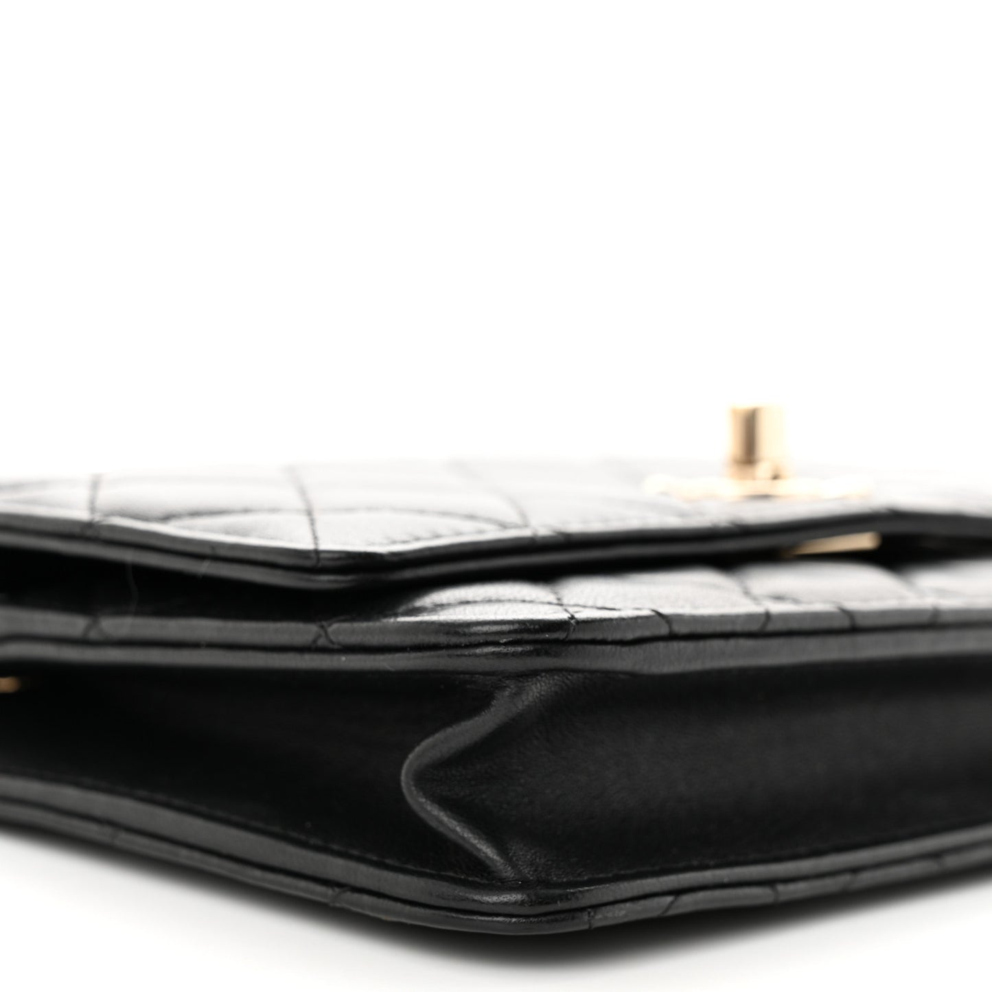 Lambskin Quilted Trendy CC Wallet On Chain WOC Black