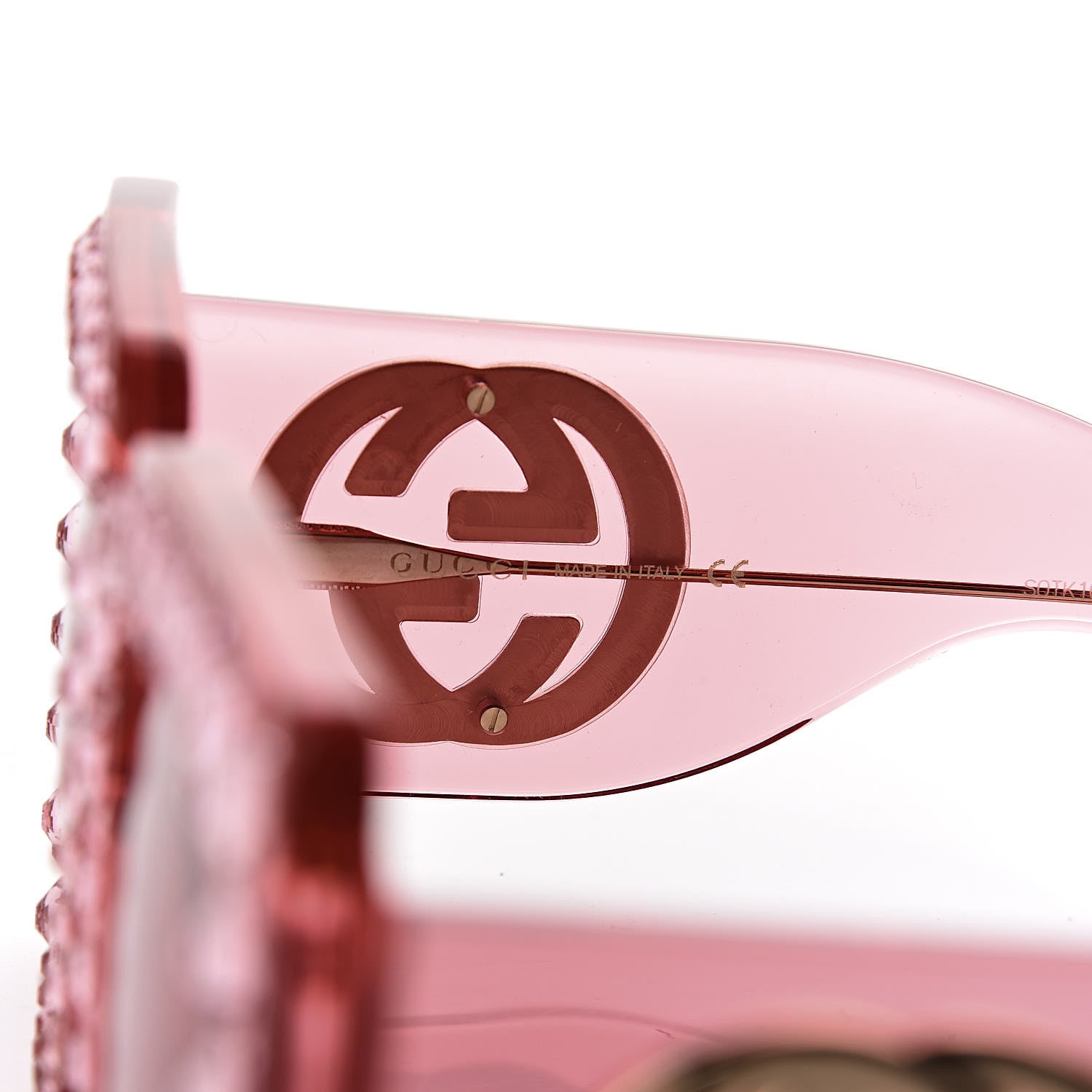 Gucci Acetate Crystal Oversize Sunglasses GG0145S Pink 5 of 9