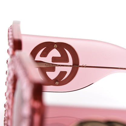 Gucci Acetate Crystal Oversize Sunglasses GG0145S Pink 5 of 9
