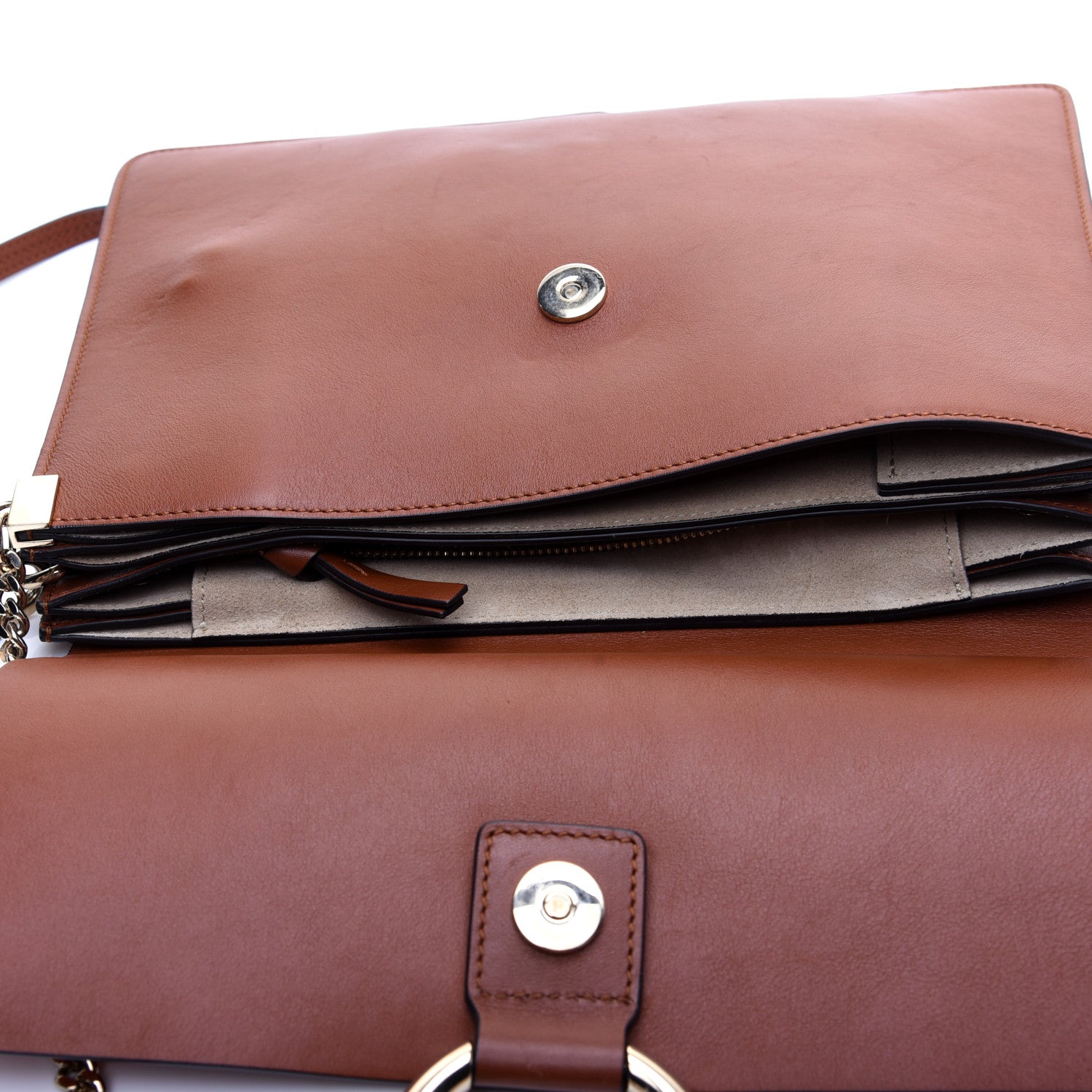 Chloe Suede Calfskin Medium Faye Shoulder Bag Tobacco 10 of 12