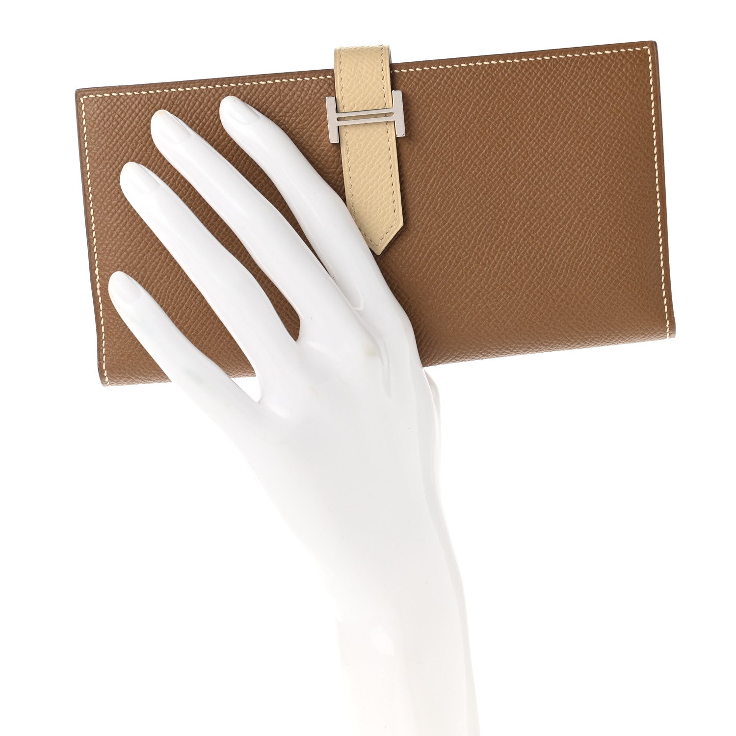 Hermes Epsom Bi-Color Bearn Gusset Wallet Alezan Parchemin 2 of 8