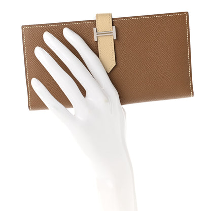 Hermes Epsom Bi-Color Bearn Gusset Wallet Alezan Parchemin 2 of 8