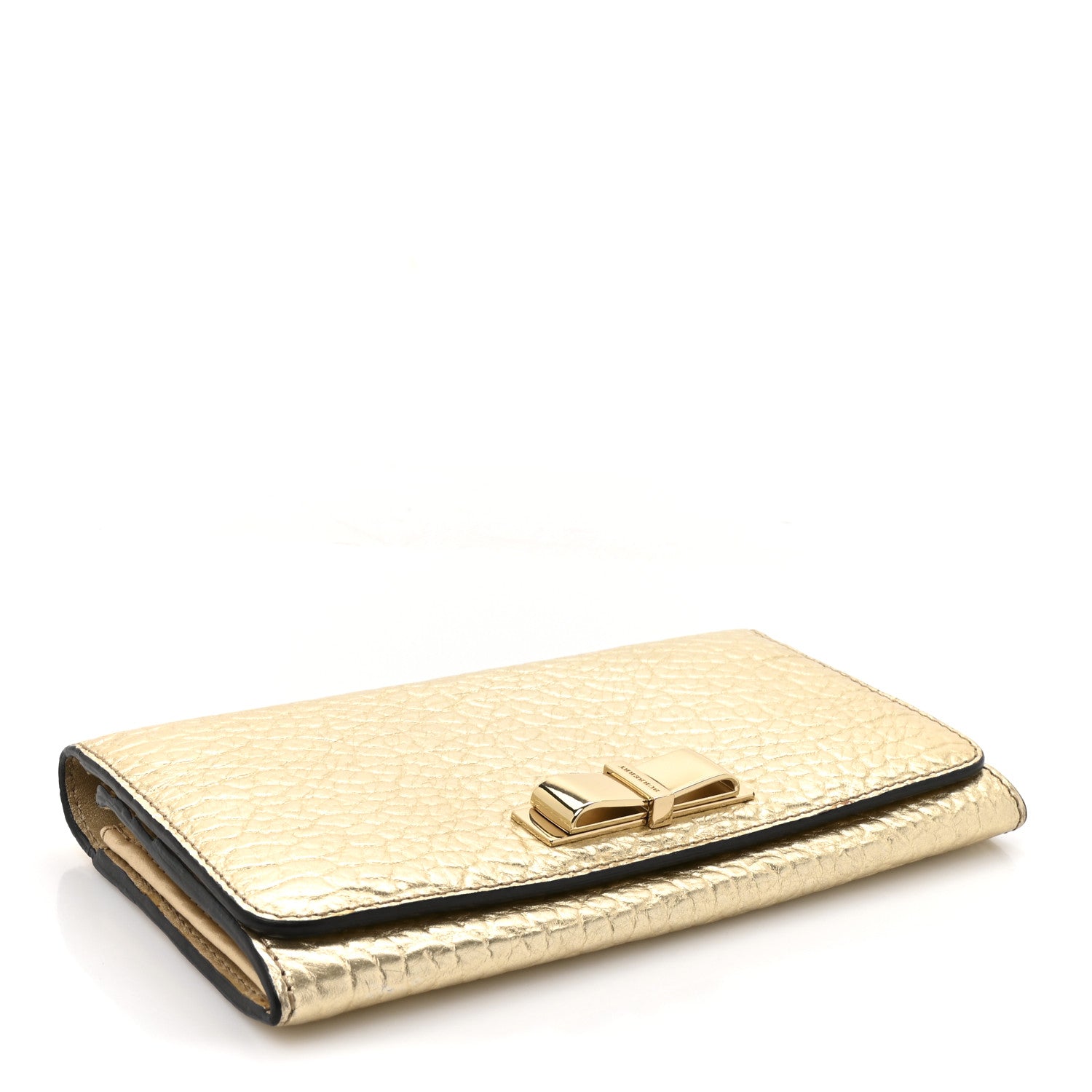 Burberry Metallic Heritage Grain Penrose Bow Continental Wallet Gold 4 of 9