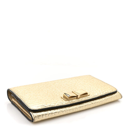 Burberry Metallic Heritage Grain Penrose Bow Continental Wallet Gold 4 of 9