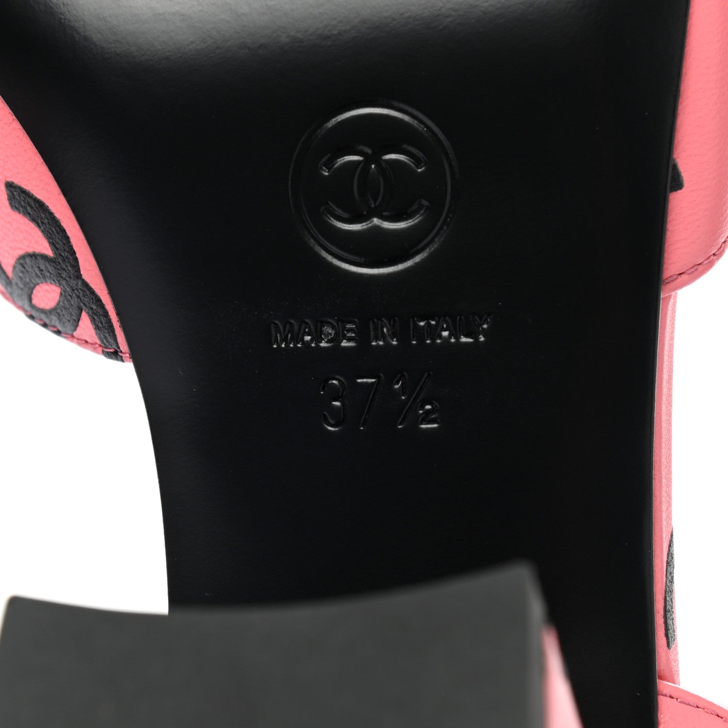Chanel Printed Lambskin Coco Beach Sandals 37.5 Pink Black 6 of 9
