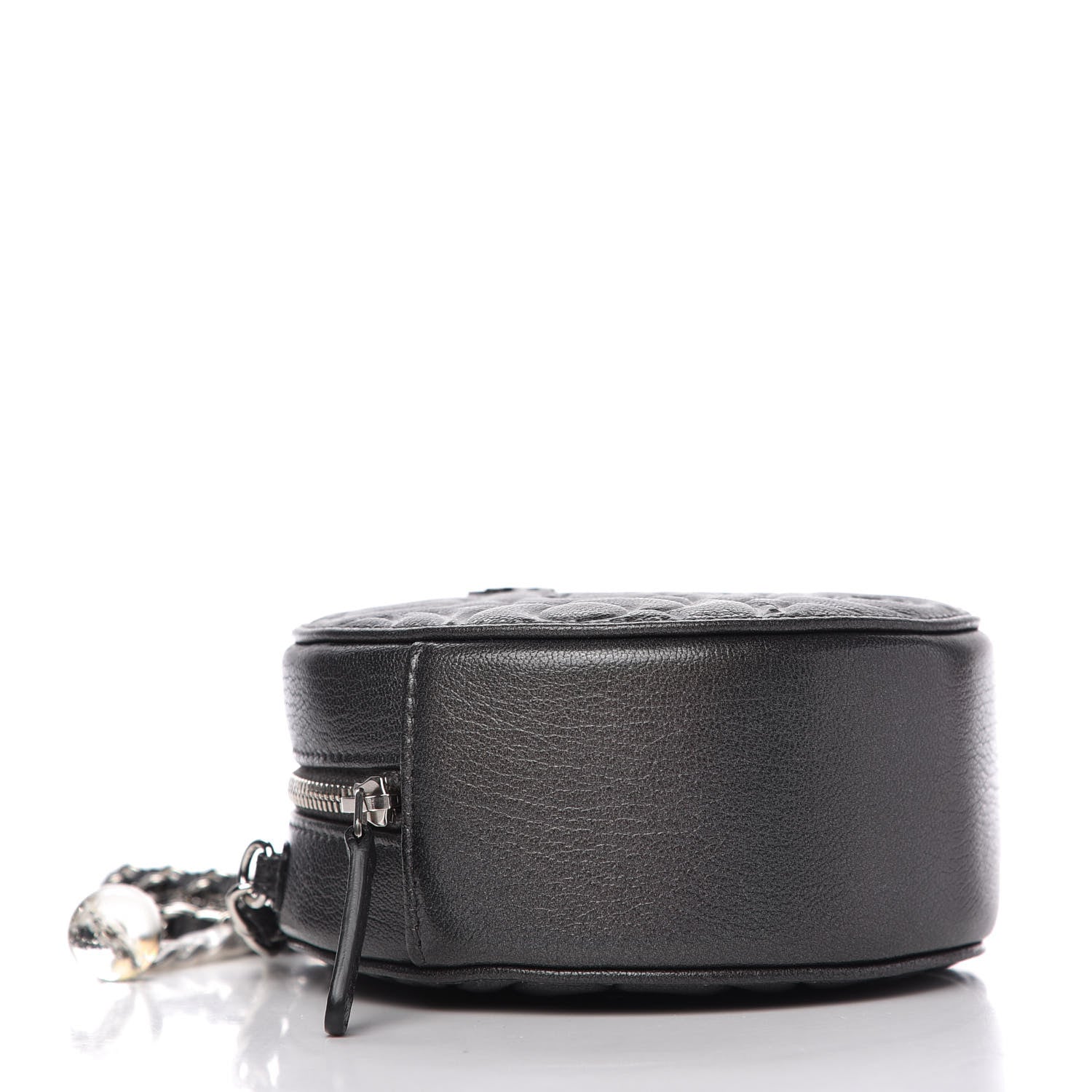 Chanel Goatskin Camellia Quilted Round Clutch With Chain Grey 4 of 10