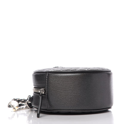 Chanel Goatskin Camellia Quilted Round Clutch With Chain Grey 4 of 10