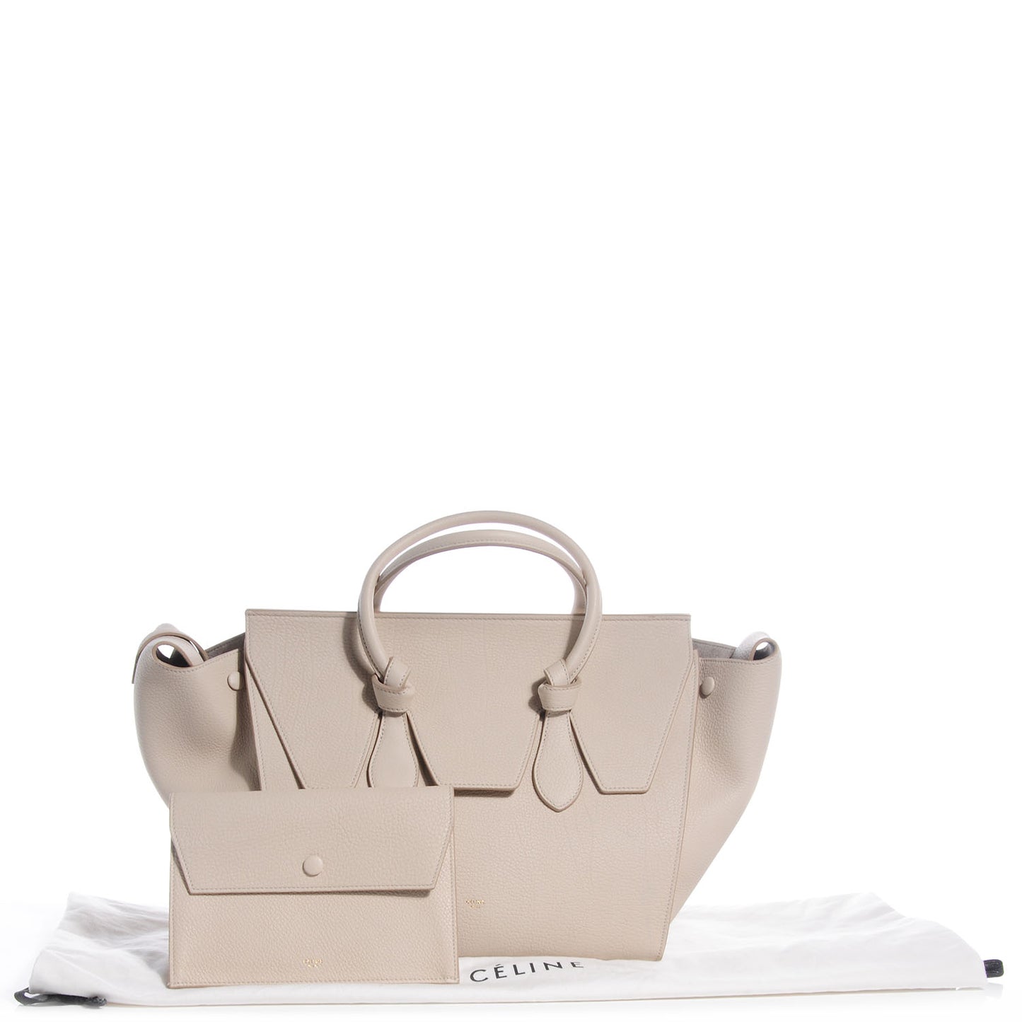 Grained Calfskin Tie Knot Small Tote Chalk