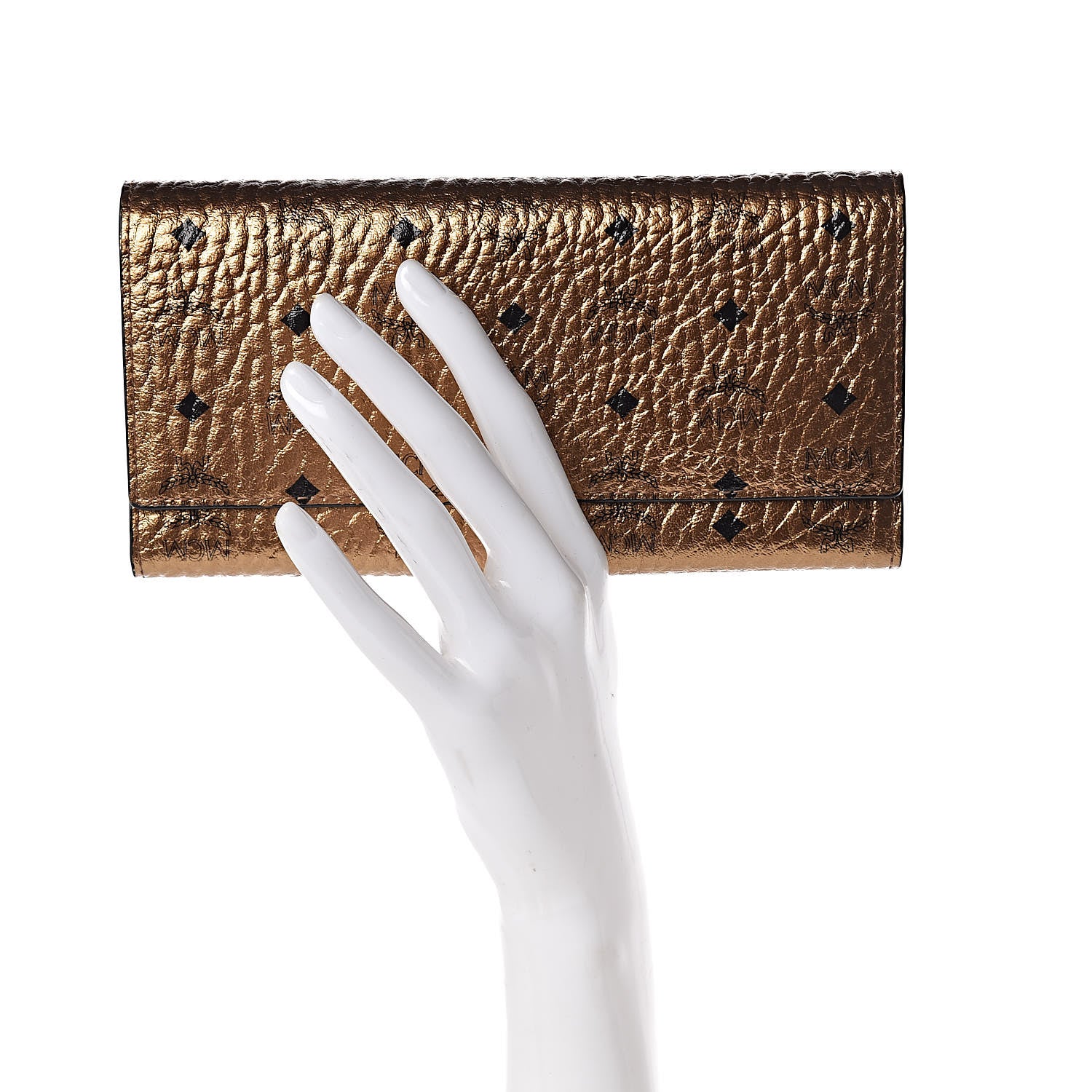 MCM Metallic Visetos Continental Flap Wallet Gold 2 of 6