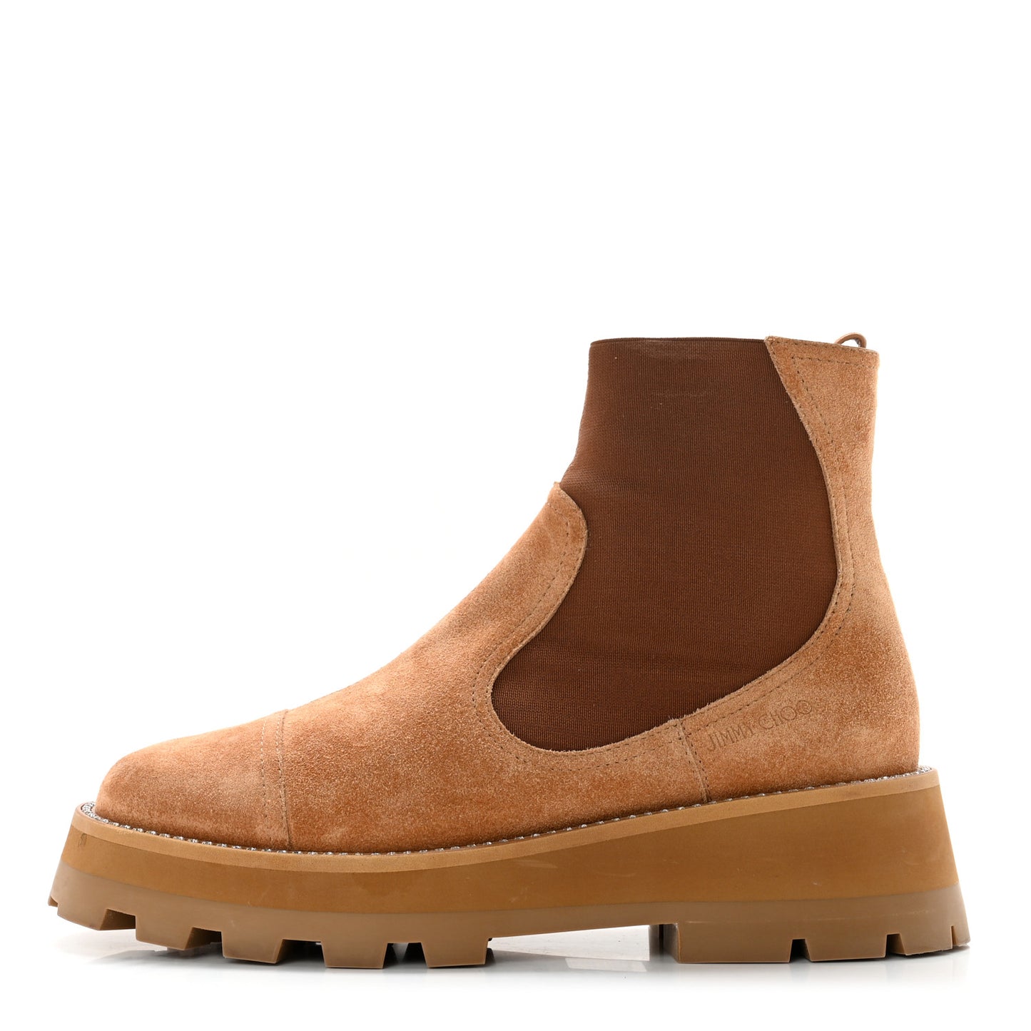 Suede Crystal Clayton Flat Ankle Boots 39.5 Caramel